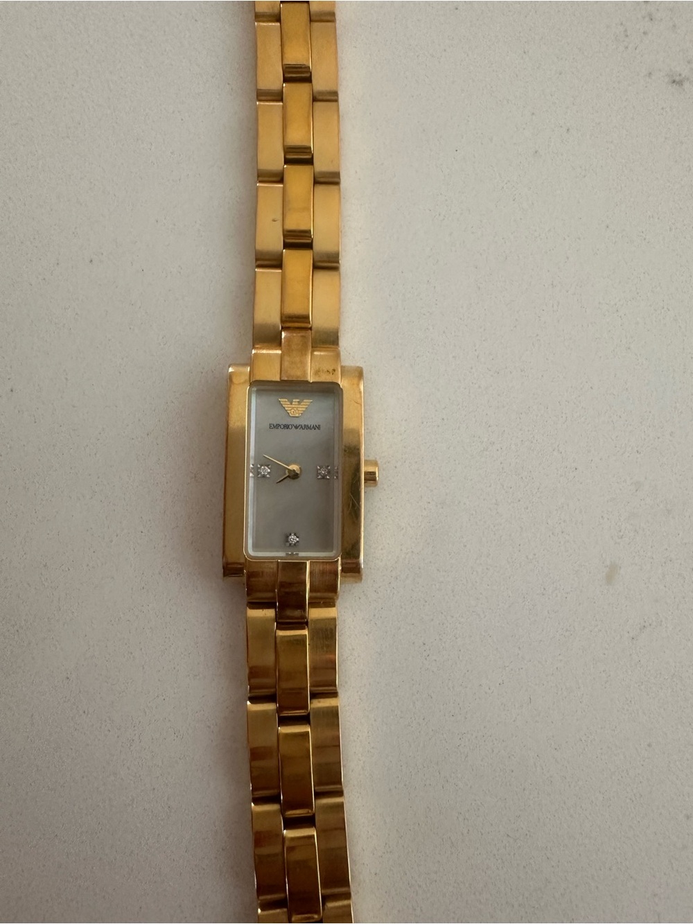 Emporio Armani Gold-Tone Rectangular Link Watch